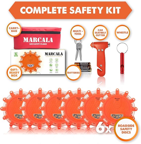 3 + 6 Pack LED Road Flare Bundle by MARCALA