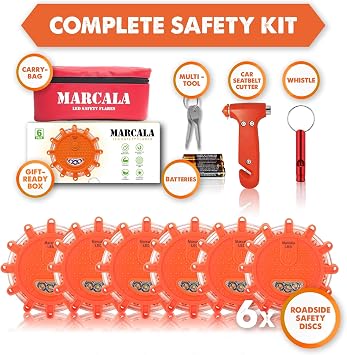 3 + 6 Pack LED Road Flare Bundle by MARCALA