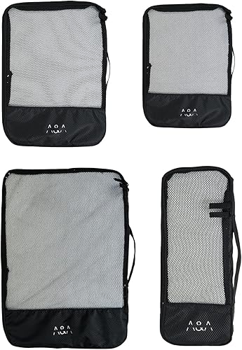 Miniatura 2 de ANKIT INTERNATIONAL Juego de cubos de equipaje de viaje (negro)  Organizadores de viaje pequeños, medianos, grandes y delgados  Juego de bolsas de