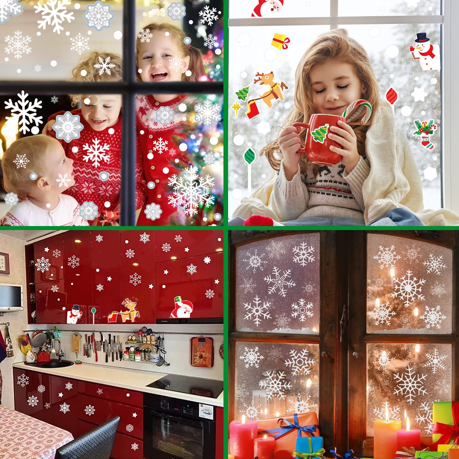 Lot De 369 Stickers Noël Pour Fenêtres - Flocons, Rennes, Bonhommes De Neige - Réutilisables, Sans Colle, Décoration Hivernale Facile - 5
