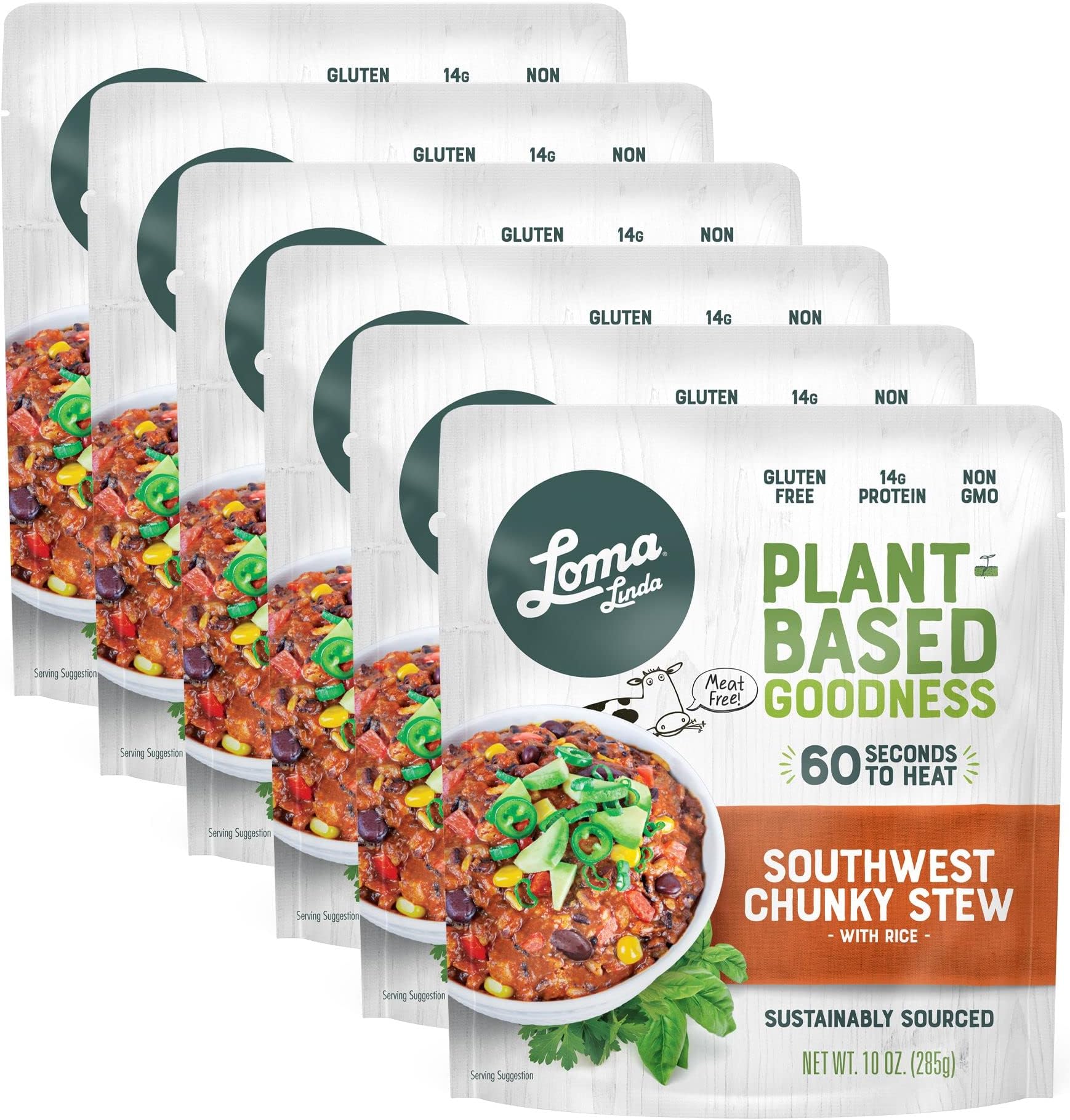 Loma Linda Blue - Plant-Based Complete Meal Solution - Heat & Eat Southwest Chunky Stew (10 oz) (Pack of 6) - Non-GMO, Gluten Free