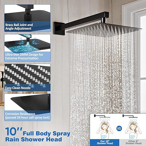 Miniatura 3 de Sistema de ducha con boquilla de bañera, juego de grifo de ducha para baño con cabezal de ducha de lluvia de alta presión de 10 pulgadas y cabezal