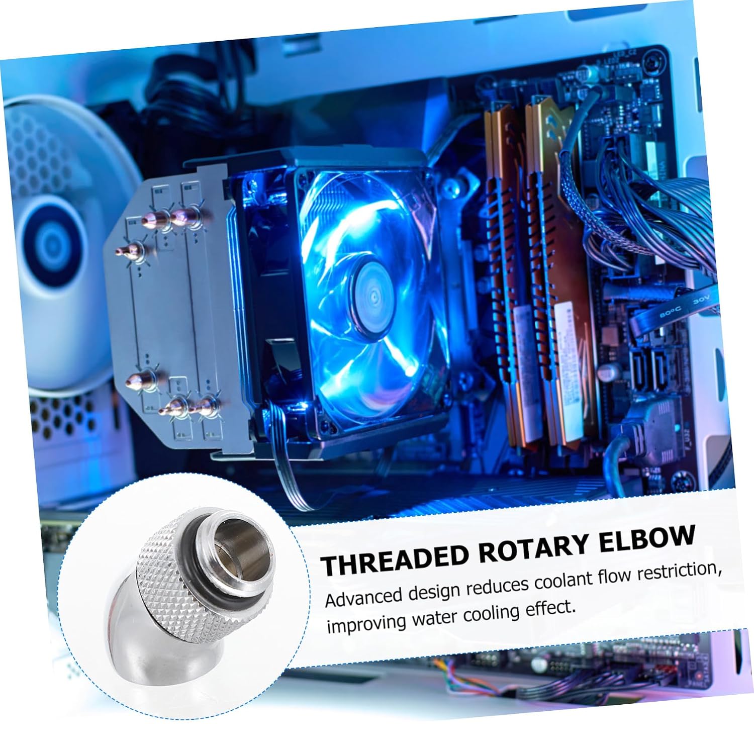 2pcs Rotary Fitting for Computer Water Cooling Compact Adapter for Water Cooling Systems Lightweight Design Embedded Sealing for