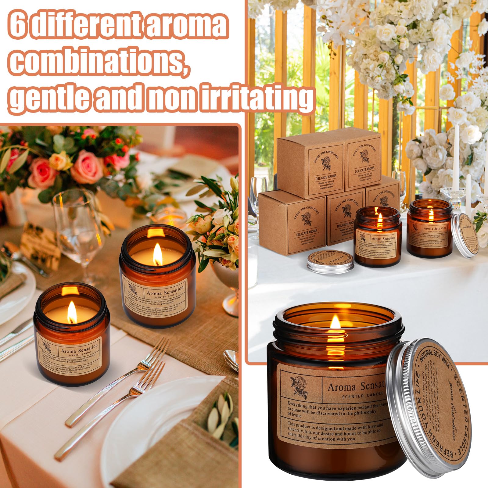 MTLEE Set regalo da 36 candele profumate per la casa, candele profumate per aromaterapia a lunga durata, per compleanno, insegnante, Ringraziamento, anniversario (stile semplice)