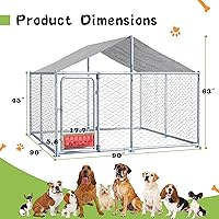Vista 7 de Grepatio Perrera para perros al aire libre de 7.5 x 7.5 pies con techo, recinto exterior para perros con 2 comederos giratorios, cerca para perros