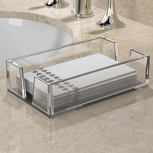 Miniatura 2 de LEVIMETREE Servilletero de acrílico para baño, cocina o mesa de comedor, bandeja para toallas de invitados para baño, mesa decorativa para mesa de