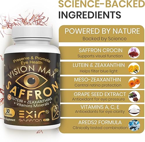 Miniatura 4 de Vison Max con zeaxantina, luteína, azafrán, semilla de uva, apoya la salud de los ojos, 30 cápsulas