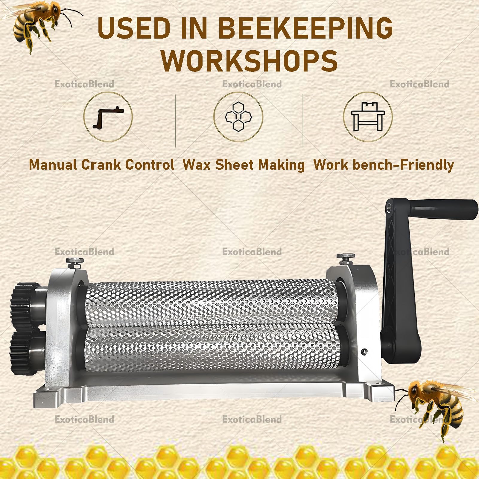 Manuelle Prägemaschine für Bienenwachs-Mittelwände (Walzenpresse) 5.4mm