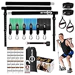 Pilates Bar Kit with Resistance Bands - Adjustable 39 Steel Bar & 6 Stackable Bands (40-180lbs), Full Body Pilates Kit for Home Workouts for Women & Men, Portable Pilates Reformer Strength Training