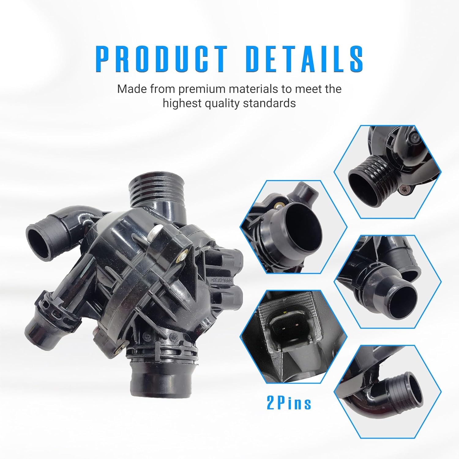11537601158 Thermostat Housing Assembly for BMW X1 X5 X6 135i 335i 128i 135is 335is 2011-2015 3.0L L6