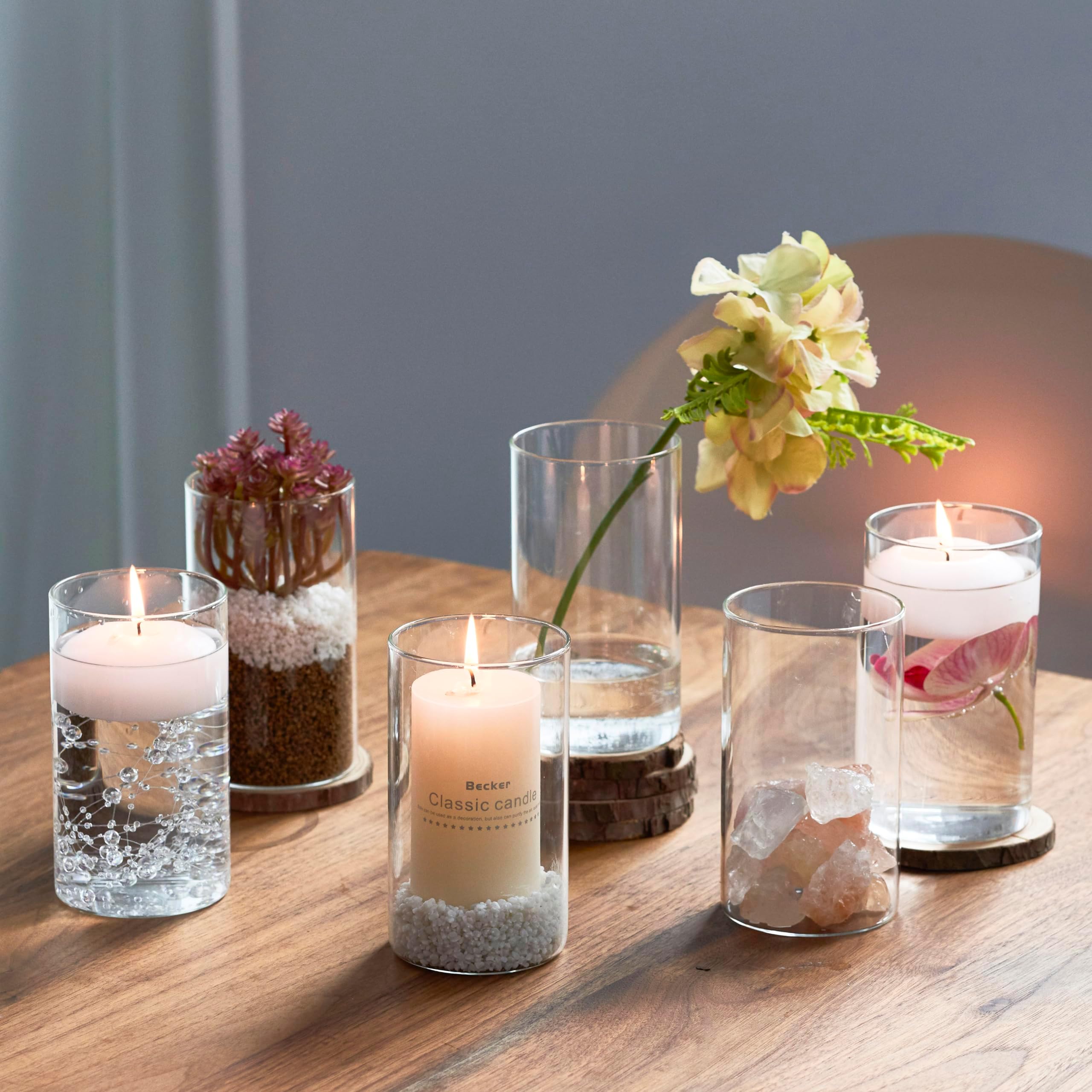 Yaomiao 6 Set Hurricane Candle Holder Clear Cylinder Tall