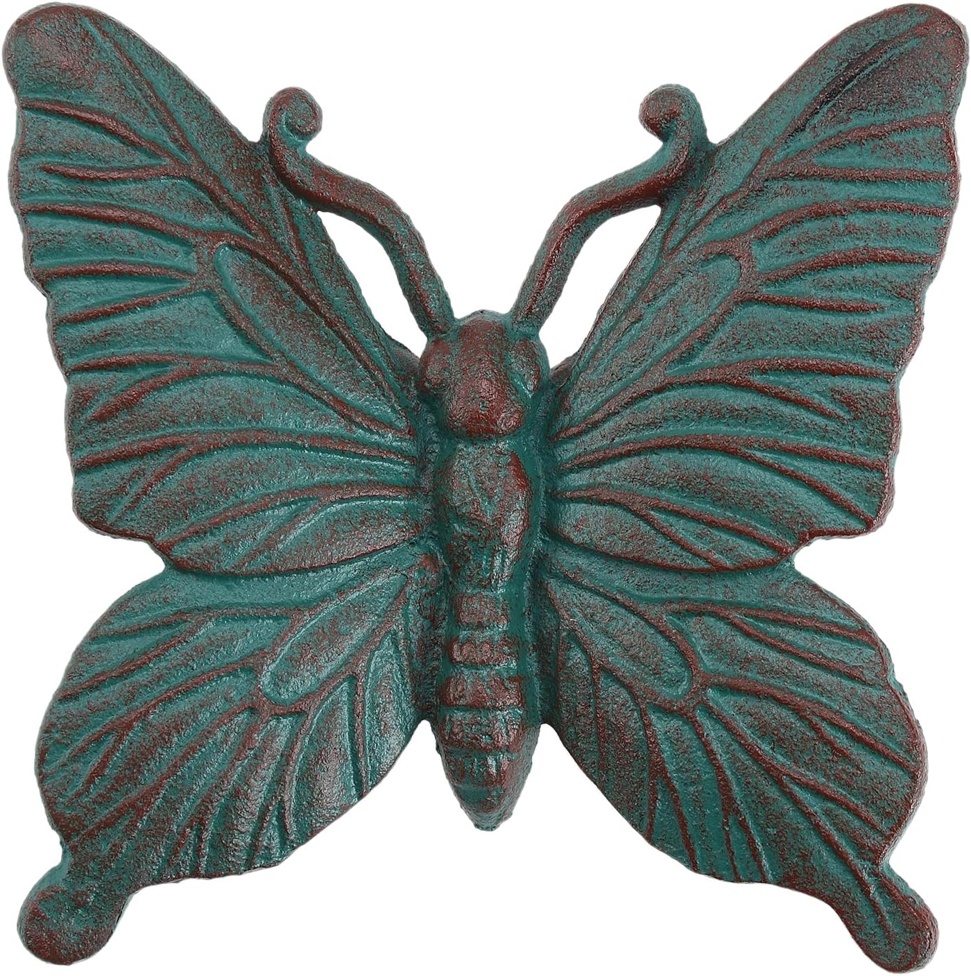 BRASSTAR Cast Iron Butterfly Statue Art Decor for Garden, Lawn, Yard, Patio, Farmhouse, Pond, Backyard, Office Desk Paper Weight Decoration 6.1''(L) Green TQGJPT836