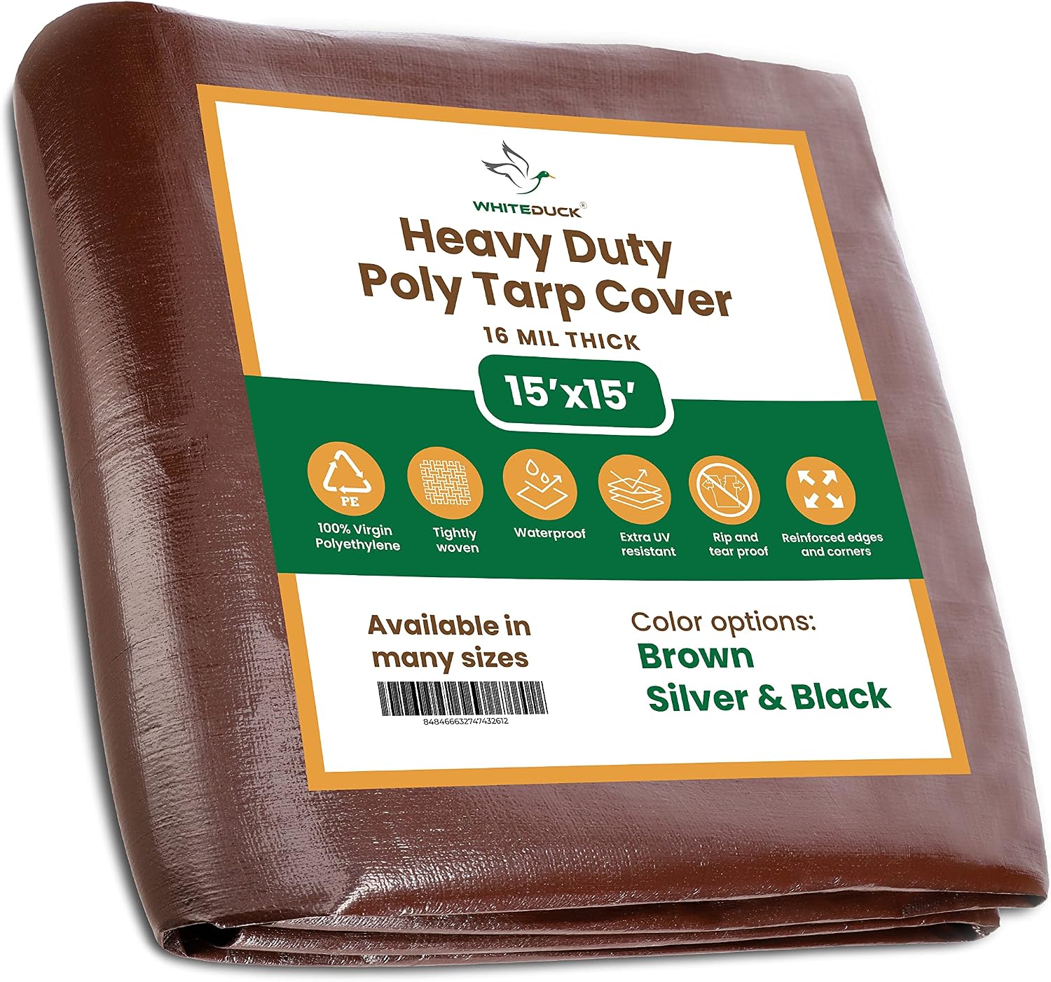 Buy 1 get 1 WHITEDUCK Super Heavy Duty Poly Tarp Cover - Thick Waterproof, UV Resistant, Rip and Tear Proof Tarpaulin with Grommets and Reinforced Edges