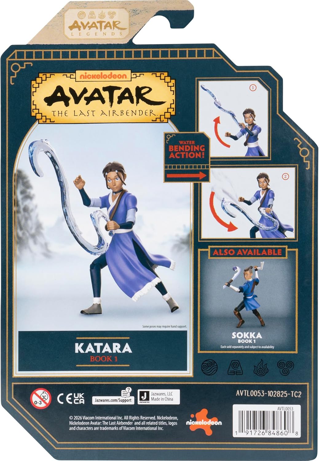 Jazwares Avatar: The Last Airbender Katara (Book One) - 4.5-Inch Scale Figure with Water Whip and Battle Action