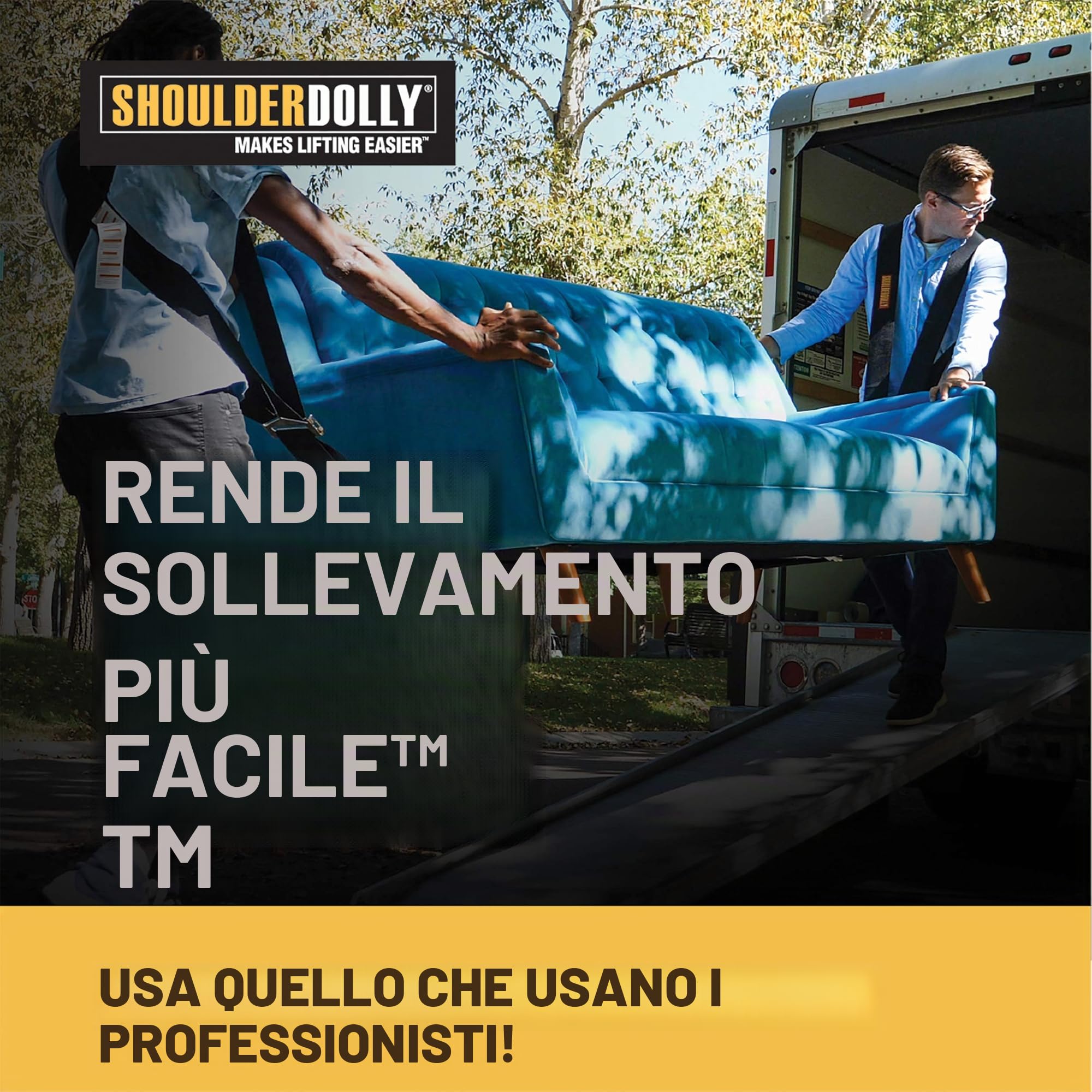 Shoulder Dolly - Cinghie per sollevamento mobili per 2 persone: Spostamento, sollevamento, trasporto di mobili, elettrodomestici, oggetti pesanti e ingombranti in modo facile, sicuro ed efficiente.