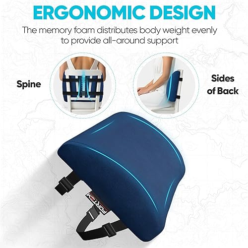 Miniatura 6 de FORTEM Almohada de apoyo lumbar para silla de oficina, almohada de apoyo lumbar para automóvil, respaldo para juegos, almohada de espuma