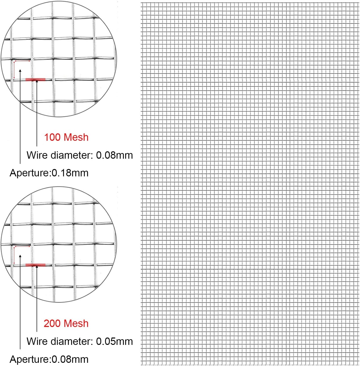 Stainless Steel Woven Wire Mesh, 300 Mesh Filtration Cloth - 304 Stainless Dust Removal Premium