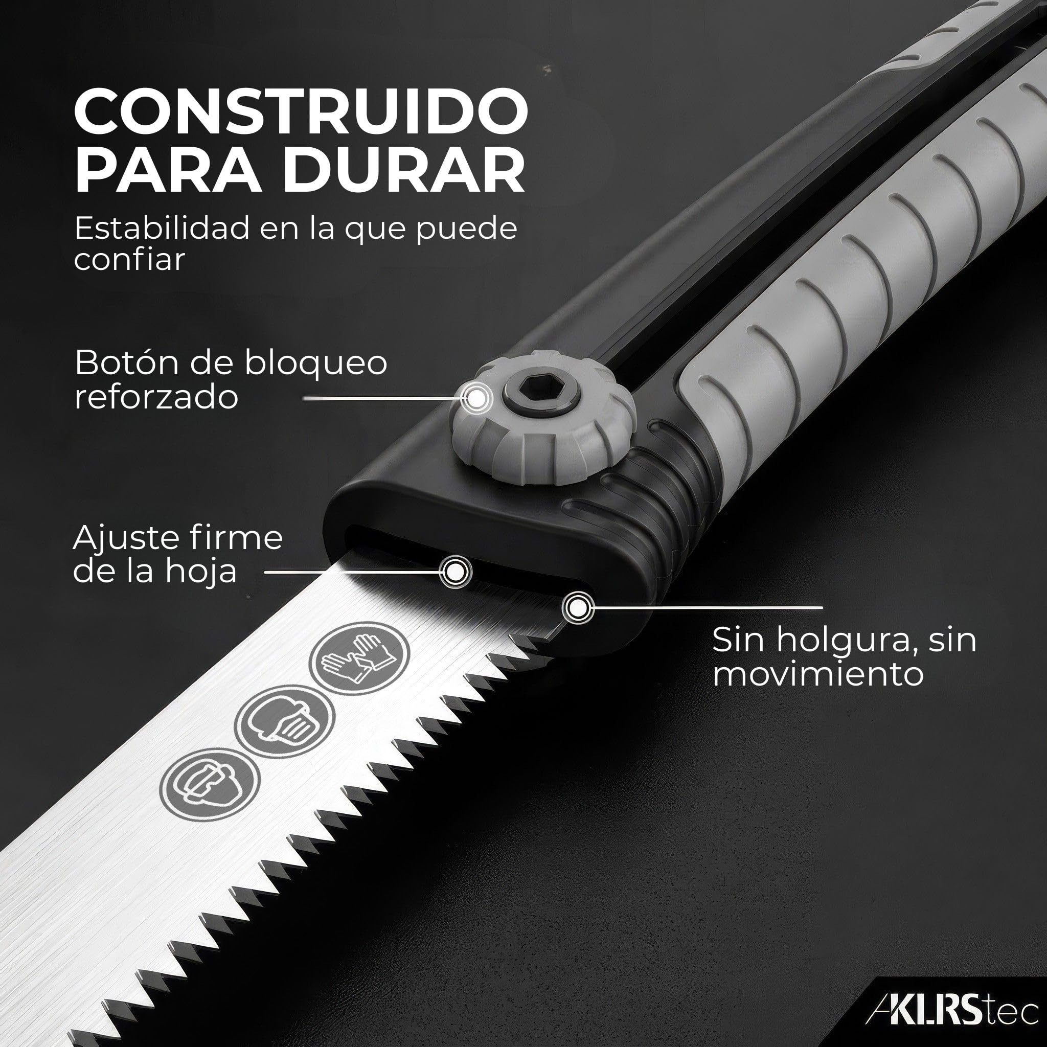 KLRStec SlidePro Sierra de Poda [Hoja de 25cm] Serrucho Plegable de Mano con Mecanismo Safety-Slide en Acero SK5 | Sierra de Jardín, Sierra para Madera & Sierra Outdoor incl. Funda