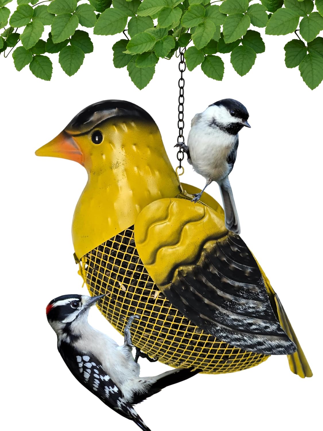 Gift Essentials Metal Mesh Bird Feeder, Bright Goldfinch with Hanging Chain, Holds Approximately 5 Cups Bird Seed
