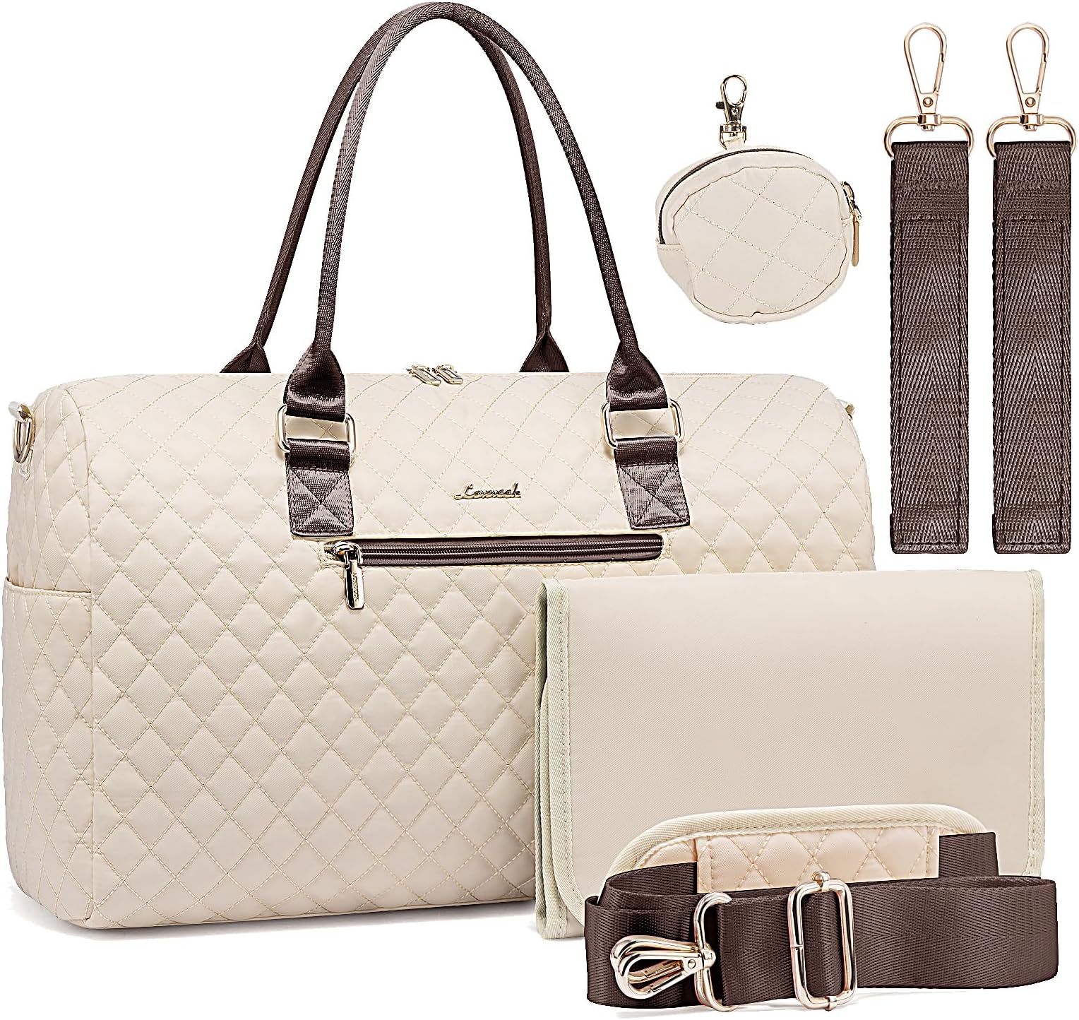 LOVEVOOK Diaper Bag Tote with Pacifier Case and Changing Pad, Large Capacity Mommy Bag for Hospital and Weekender Travel, Functional Baby Bags Newborn Baby Essential