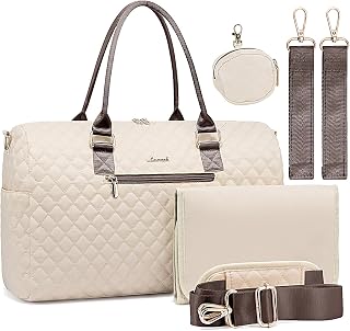 LOVEVOOK Diaper Bag Tote with Pacifier Case and Changing Pad, Large Capacity Mommy Bag for Hospital and Weekender Travel, Functional Baby Bags Newborn Baby Essential