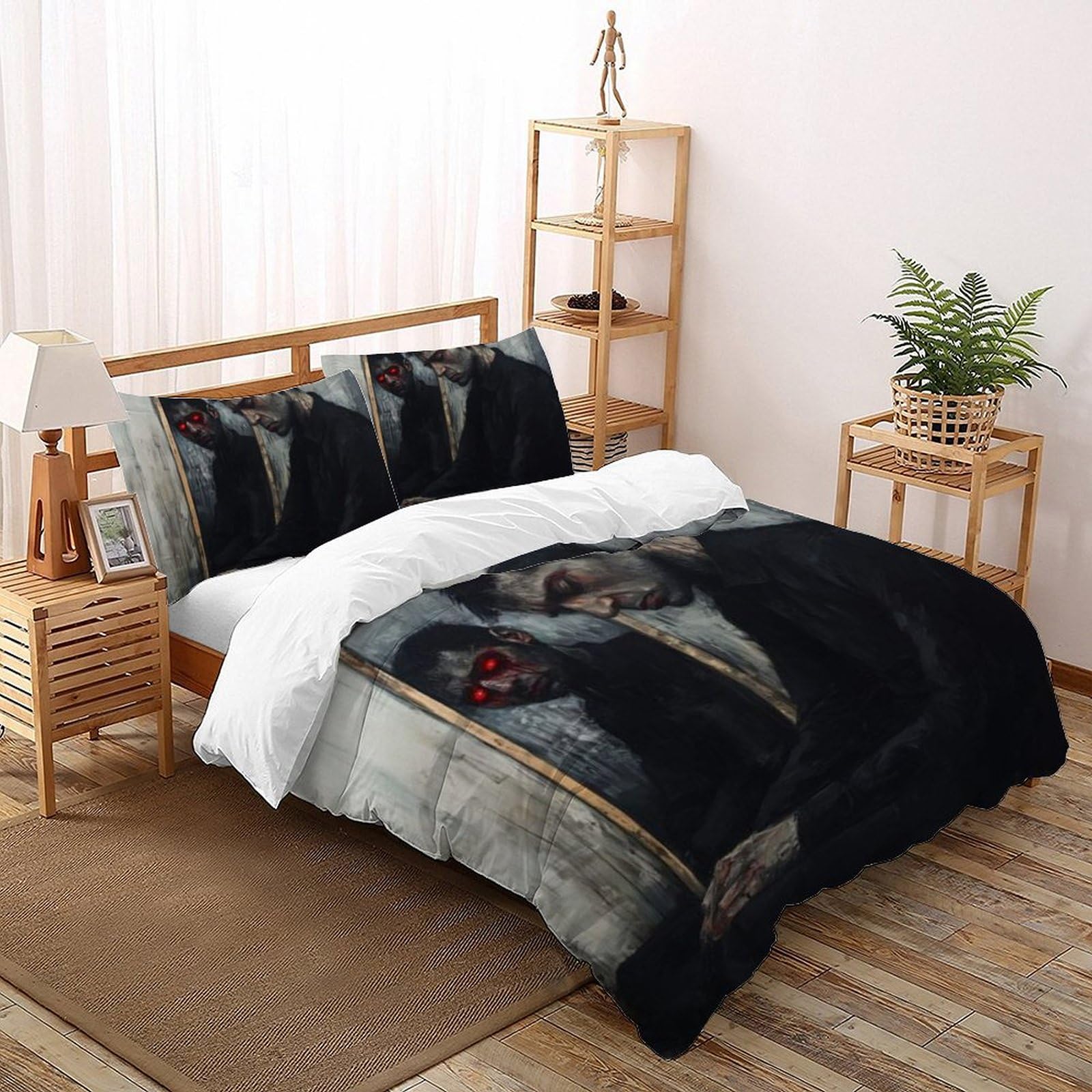 Housse de couette double 200x200cm miroir imprimé 3D avec ses taies