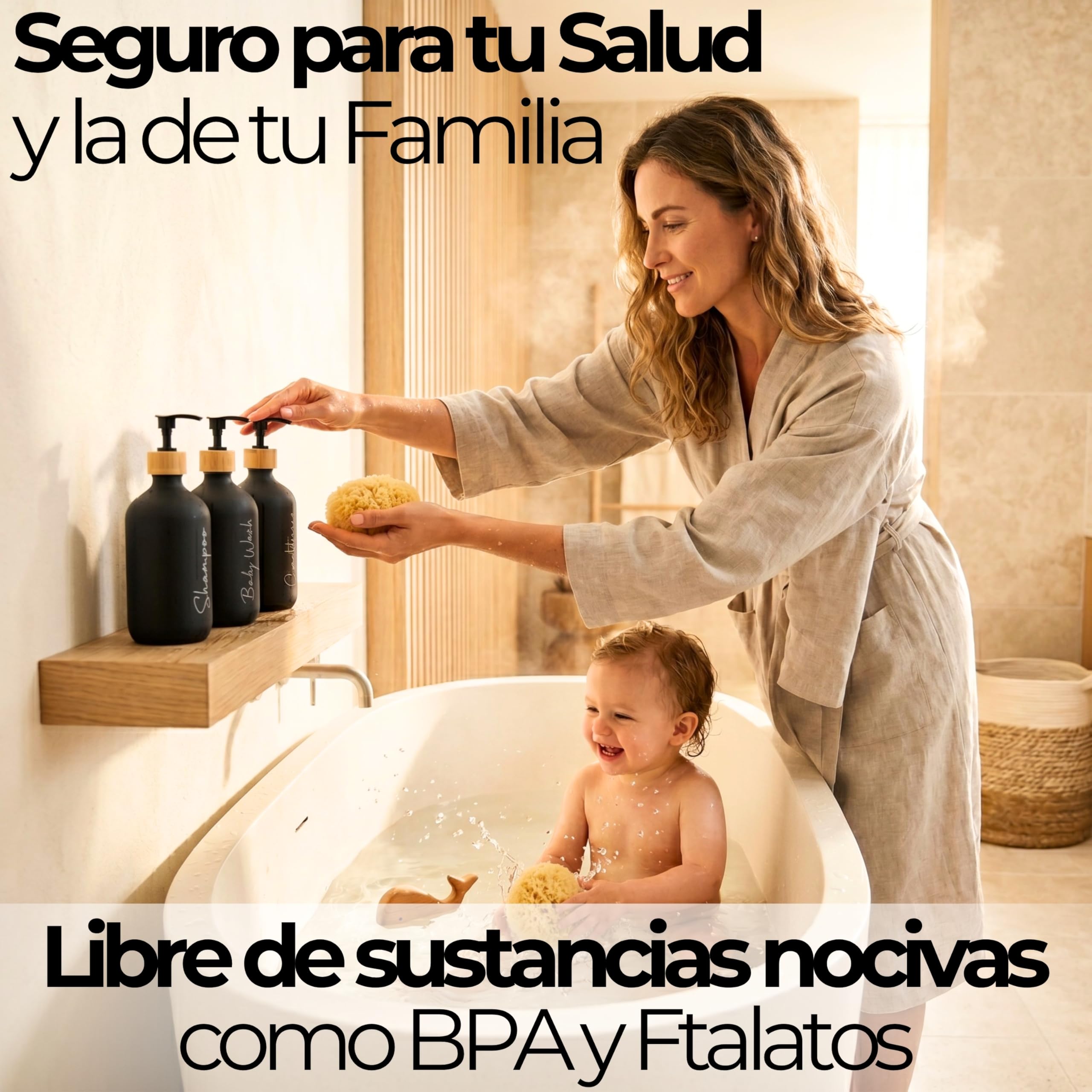 Dispensador Jabon Baño Negro Mate 500ml Set de 3 Botes para Gel y Champu Acondicionador Embudo para Rellenado Este Dosificador Jabon Baño es Elegante practico y mantendra su Ducha ordenada