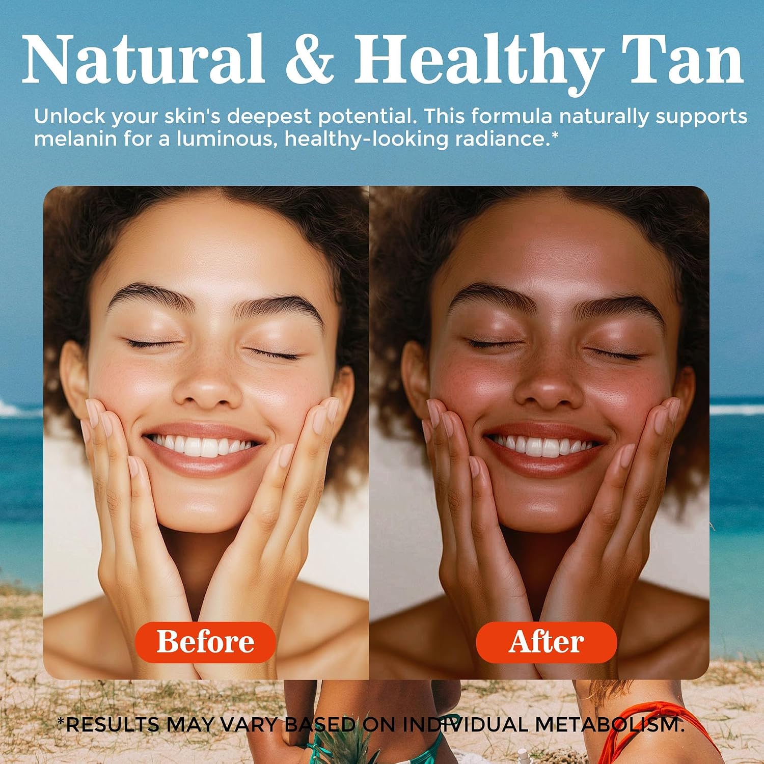 Glow Tanning Drops, Drinkable Tanning Drops for Face & Body, Bronzing & Glowing Skin Tone, Self Tanning for All Skin Types (50ML), Vegan, Sugar-Free
