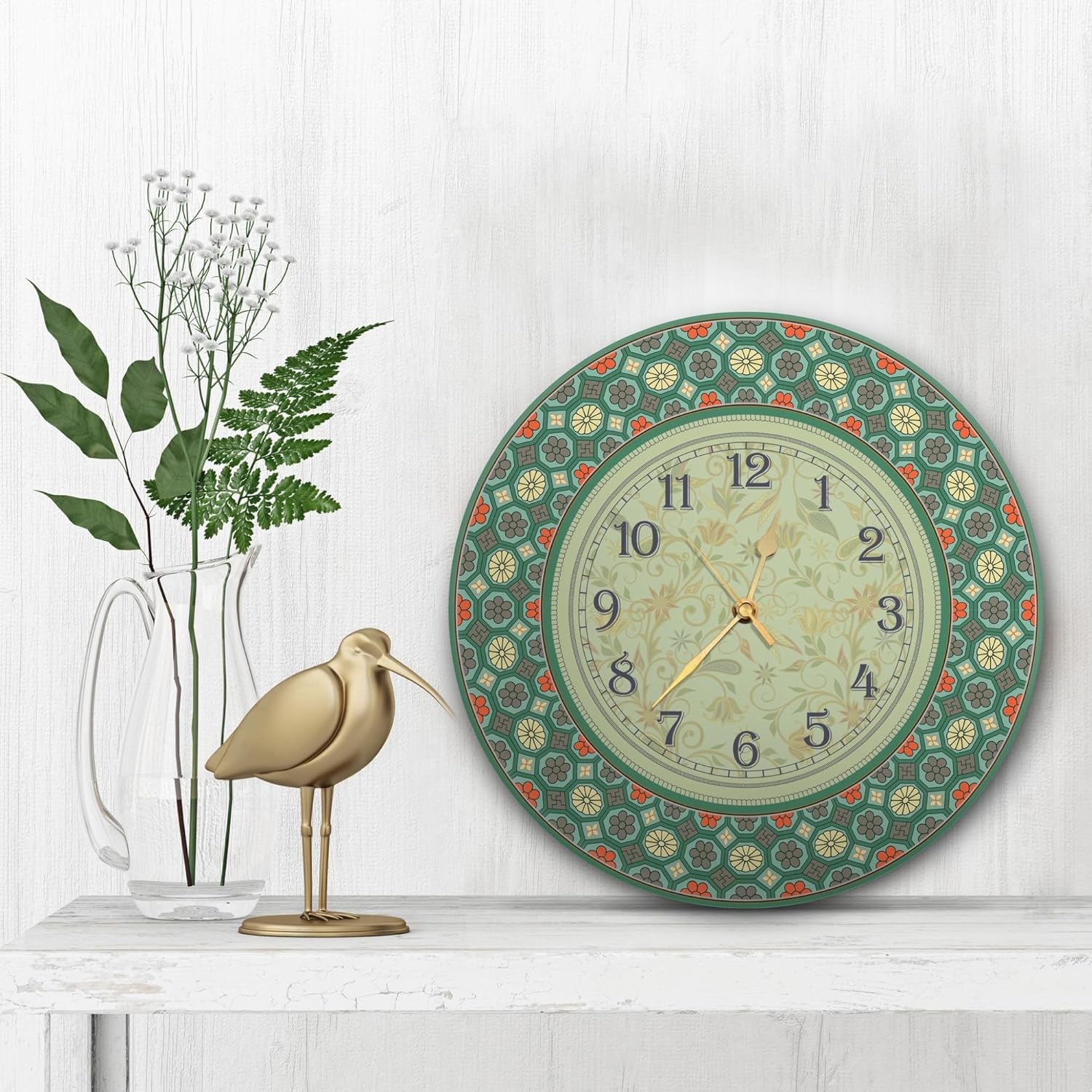 IRI-GIRI Modern Painting Art Acrylic Glass Round Wall Clock Silent Non Ticking Battery Operated Desk Quartz Analog Decorative for Living Room Kitchen Home Office, 12 Inch, Ancient Beauty 2023