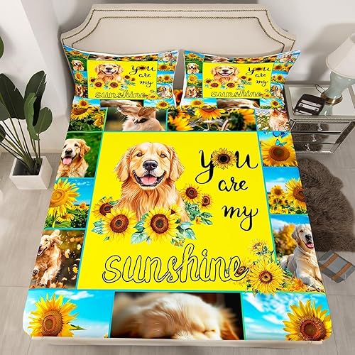 Miniatura 5 de Lindo juego de sábanas bajeras de tamaño individual, bonito juego de ropa de cama con estampado de girasol para niños y niñas, decoración de