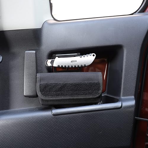 Miniatura 5 de LLKUANG Panel de almacenamiento de puerta trasera de automóvil de aleación de aluminio para Toyota FJ Cruiser 2007-2021 Bolsa colgante de automóvil