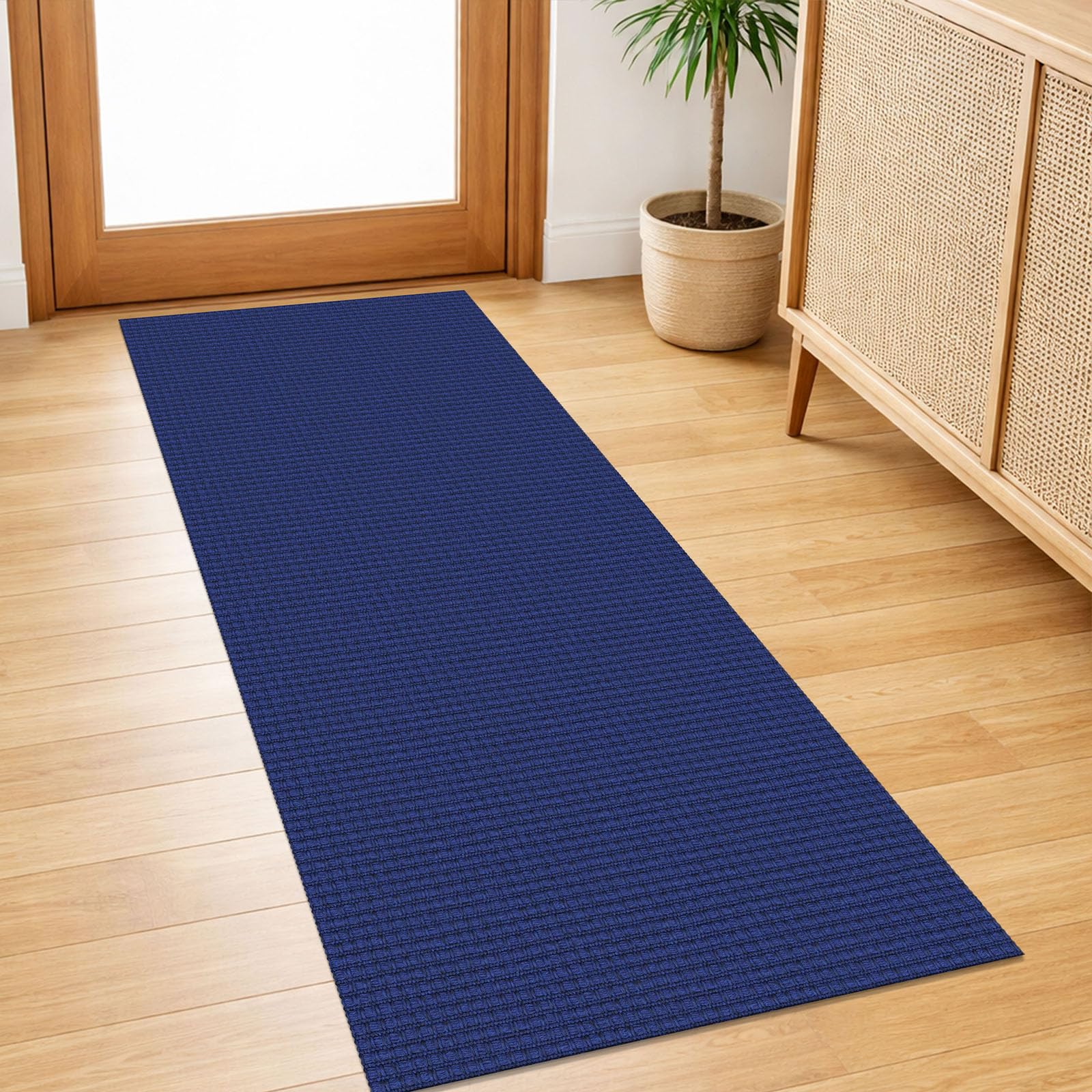 IOHOUZE Washable Runner Rug 2x5 Non Slip Runners for Hallways Entryway Runner Indoor, Kitchen Throw Rug Woven Cotton Floor Carpet for Hall Entrance Bedroom, Royal Blue/Navy