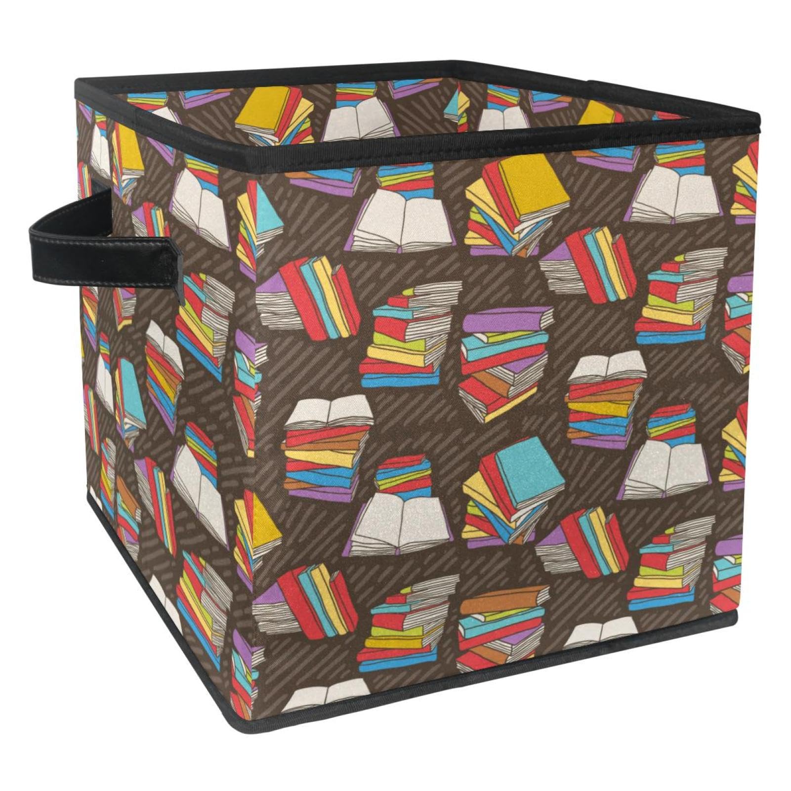 Boîte de rangement pliable tissu cube avec poignées pour armoire maison
