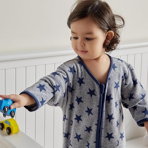 Miniatura 3 de DaysU Saco de dormir para bebé de microforro polar con mangas largas, saco de dormir cálido de felpa con cremallera de 2 vías, saco de dormir unisex