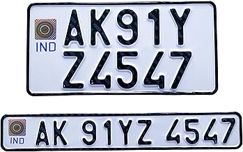 Bike IND Front and Rear Number Plate | 5 Digits Upper Line | Non HSRP | No Serial Number | No Bar Code | White Model | Fancy