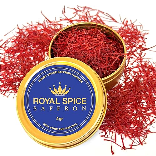 Royal Spice Azafrán, hilos de azafrán puro de primera calidad. Para arroz, té, paella, postres y todas las delicias culinarias.