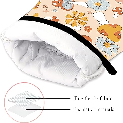 Miniatura 10 de Guantes de cocina abstractos florales para acuarela, guantes de cocina y soportes para ollas de cocina, juego de 2 piezas, almohadilla resistente al