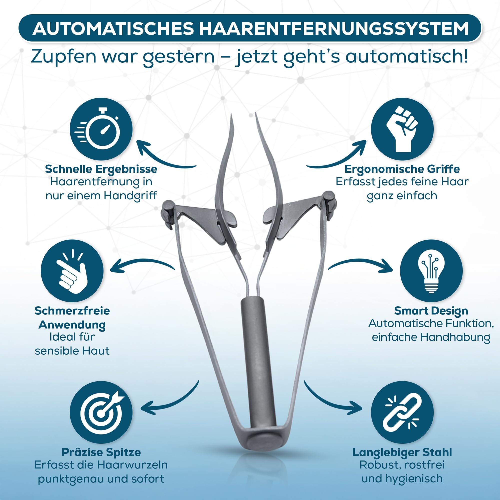 REMOS Pinzette Automatik zum einfachen & mühelosen Zupfen von Augenbrauen - 11cm