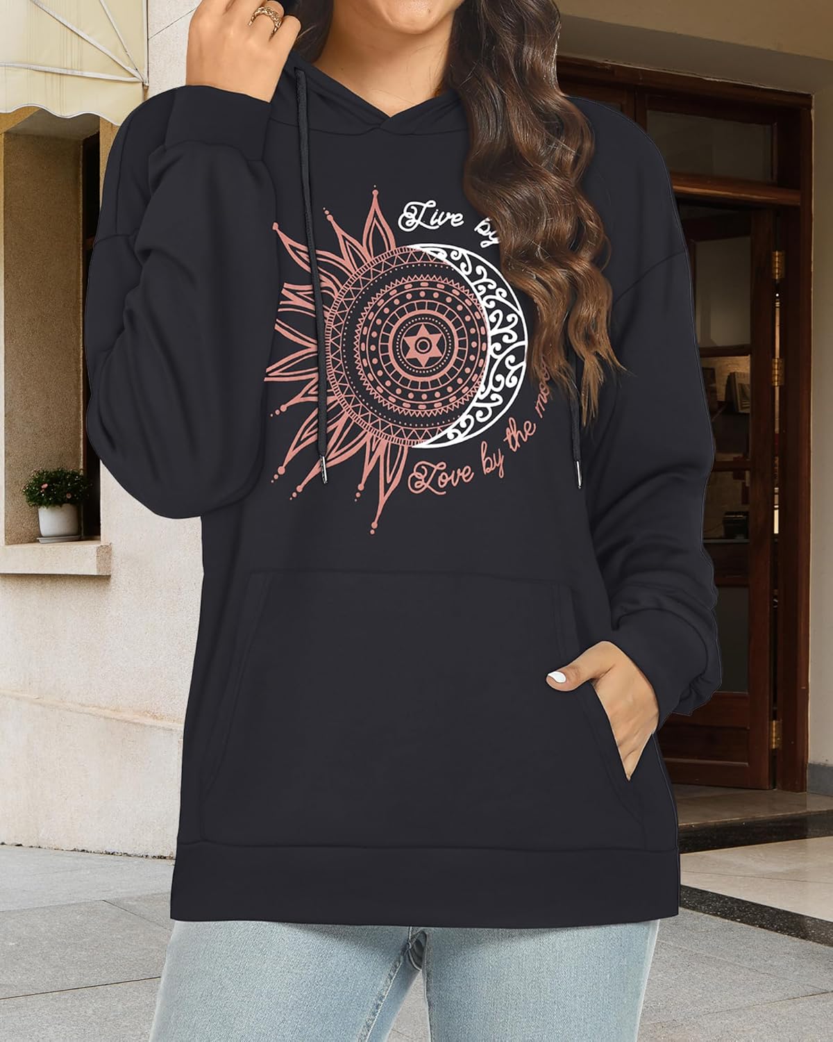 Women's Hoodies Long Sleeve Sweatshirts Drawstring Pullover Tops with Pocket Casual Loose Blouses Tunic - Image 2