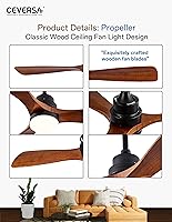 Vista 82 de 42 Inch Low Profile Ceiling Fans with Lights and Remote, Flush Mount Ceiling Fan with Lights, 3 Blades Solid Wood Dimmable Walnut Easy Installation