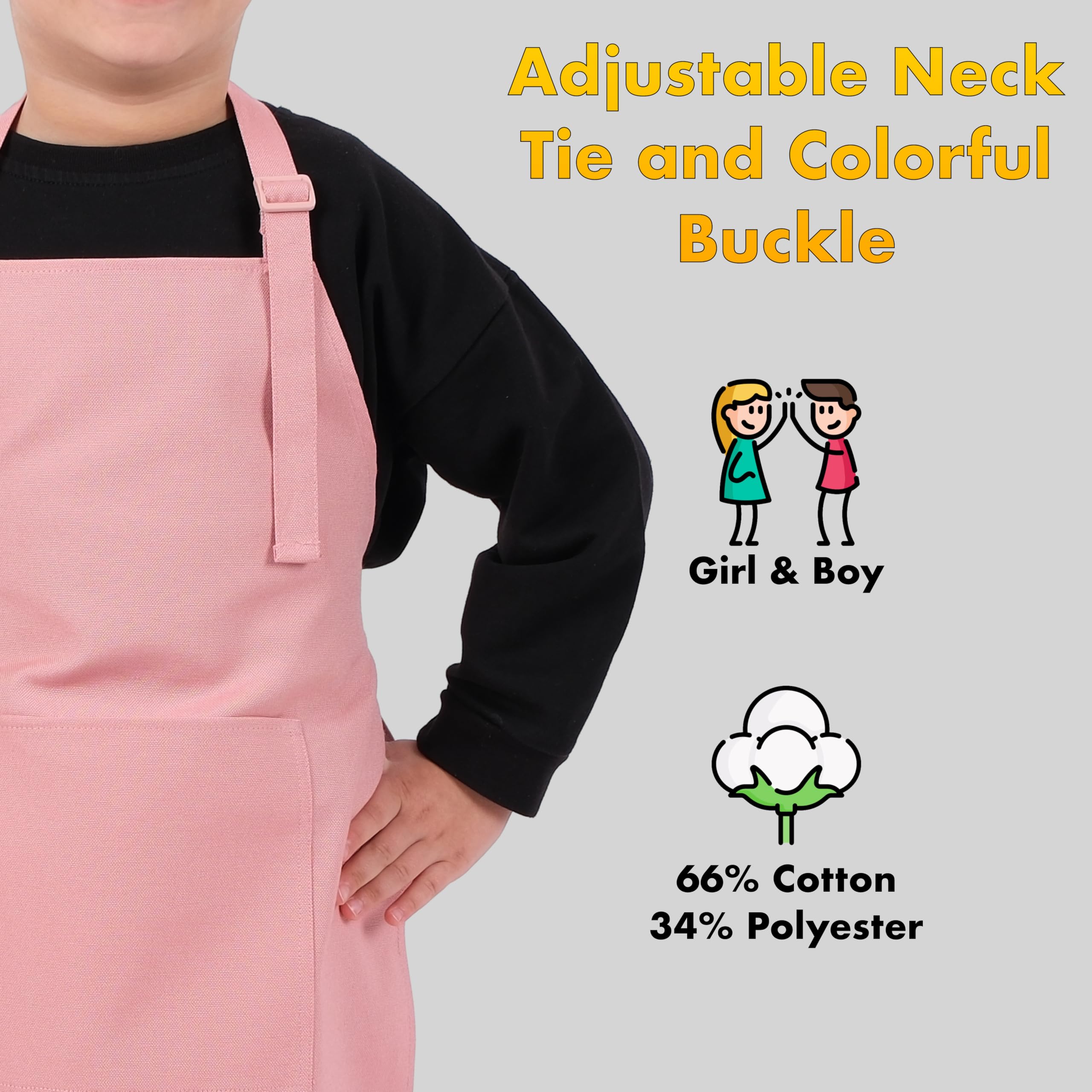 Condition photo showing New/Like New for Kids Aprons for Cooking Waterdrop Resistant Aprons for Girl & Boy Toddler Apron for Painting, Gardening, Baking, Smock (Powder Pink, Medium (6-10 years)