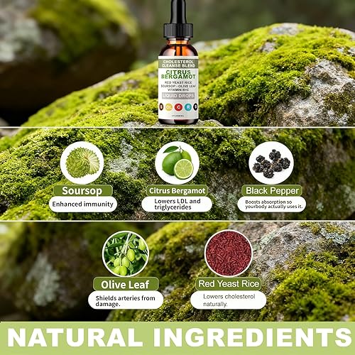 Miniatura 4 de RESONA Gotas de arroz de levadura roja, mezcla de apoyo de colesterol de alta absorción con bergamota cítrica, hoja de olivo y guanábana - Natural,