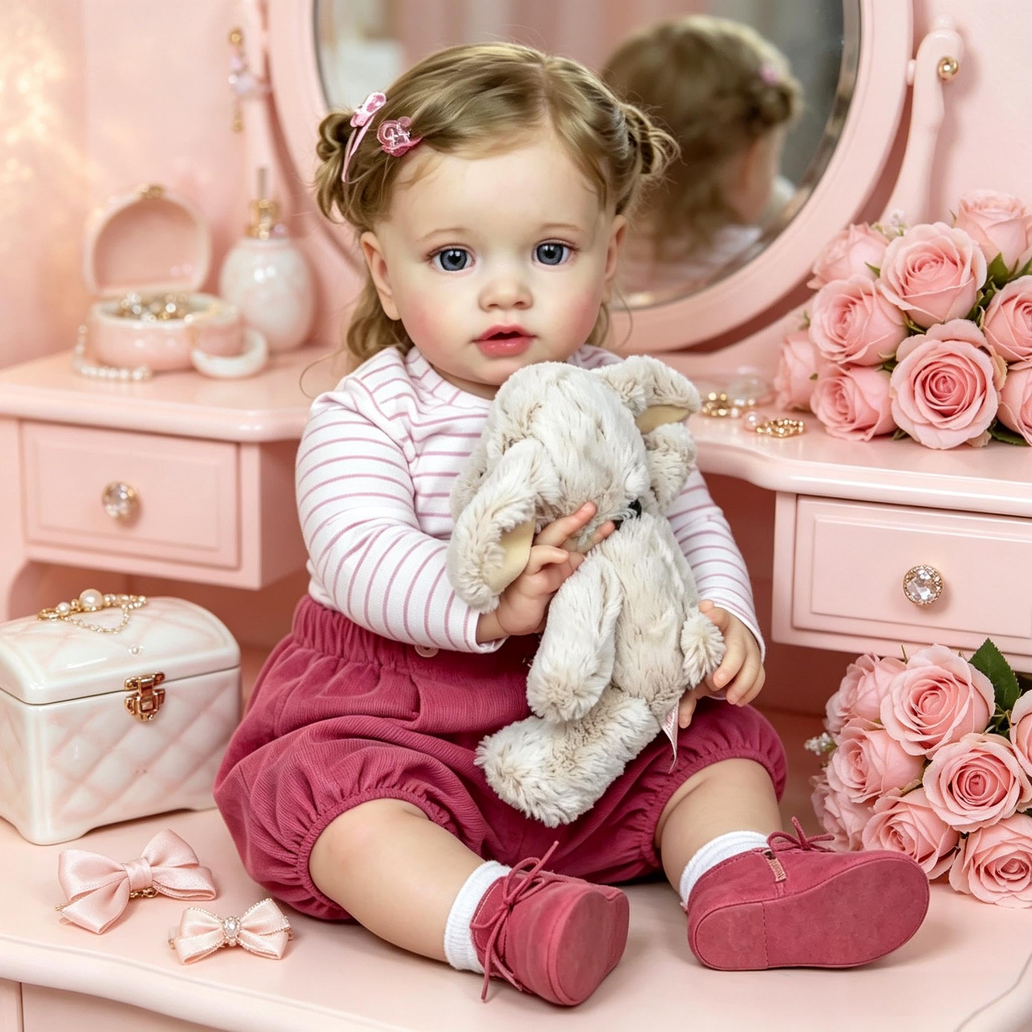 RXDOLL 61 cm realistyczne lalki Reborn dla maluchów, realistyczne lalki Reborn Baby Girl noworodek, miękka tkanina winylowa ciało prawdziwe życie Reborn niemowlęta maluch dziewczynki zabawki