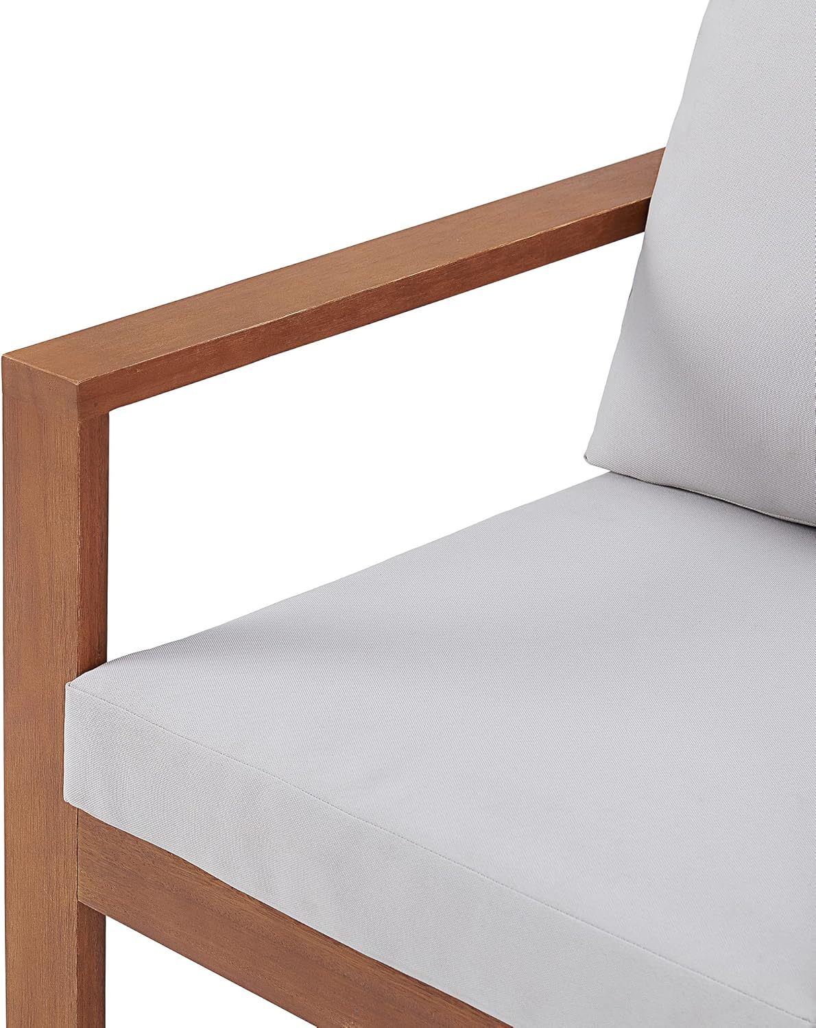 Weston Eucalyptus Wood Outdoor Chair with Gray Removable Cushions Weather-Resistant Deck Chair, Patio Furniture All-Weather, Backyard, Patio