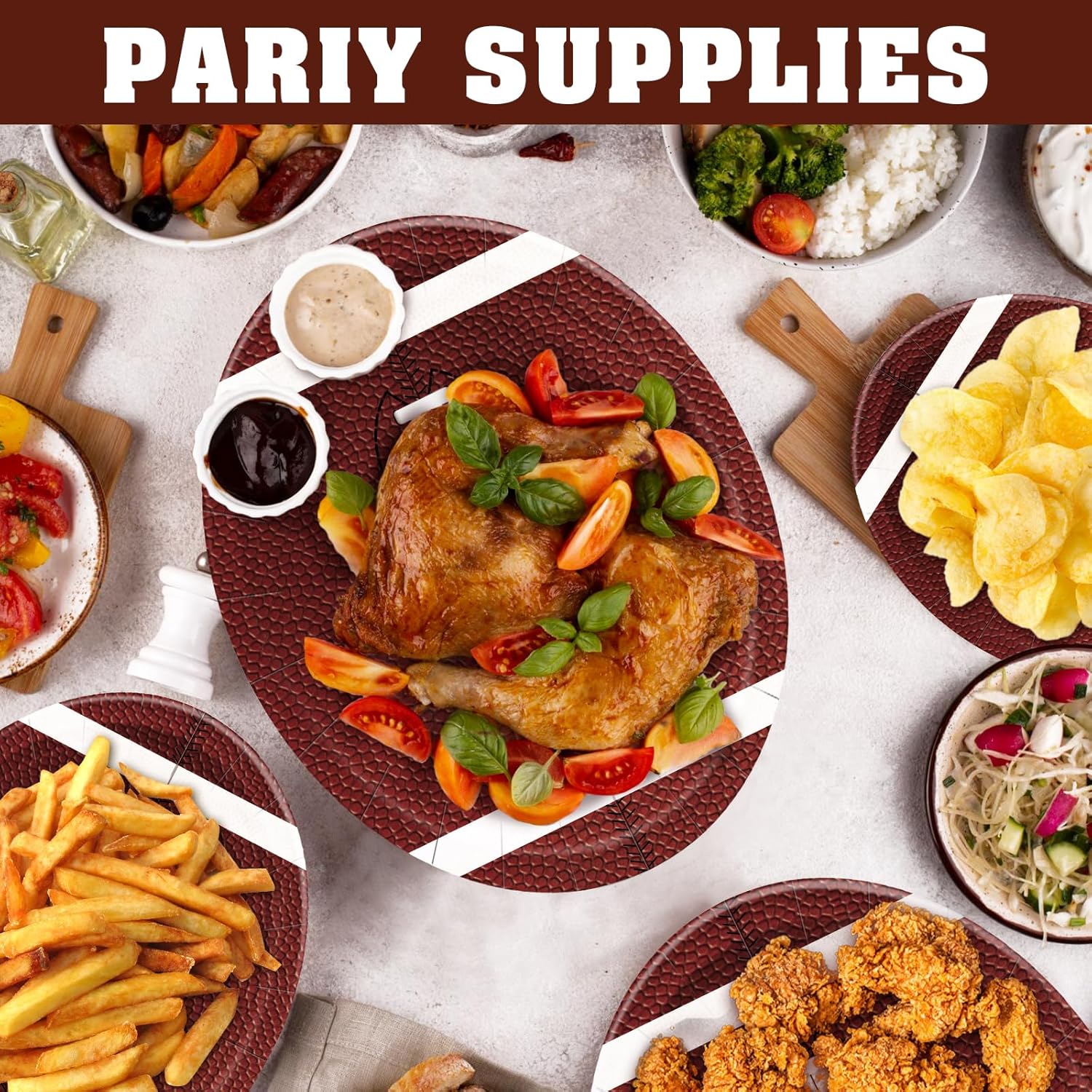 50pcs Large Football Food Plates, 12.5 x 10 inch Football Paper Food Tray, Disposable Bowls, Nacho Trays, Oval Tray for Sports Event, Gameday, Carnivals, Birthday, Party Decor (12.5 x 10 in) - Image 5