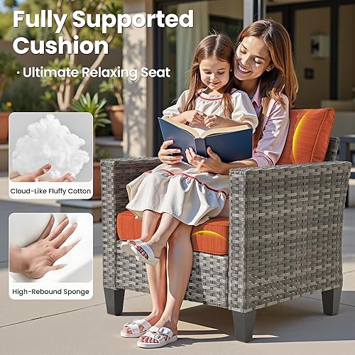 Miniatura 5 de ovios Juego de muebles de patio, 6 sillas mecedoras giratorias para exteriores, juego de sillas de patio con mesa para fogata de gas de 30 pulgadas