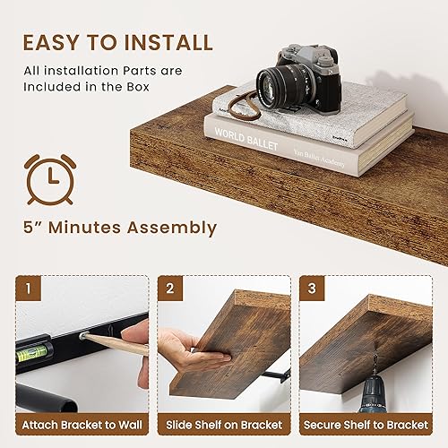 Miniatura 6 de Estantes flotantes para pared, estante de baño montado en la pared para almacenamiento, estantes con soporte invisible para dormitorio, cocina, sala