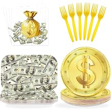 96 Pcs Money Party Decorations for Women Men, Serves 24