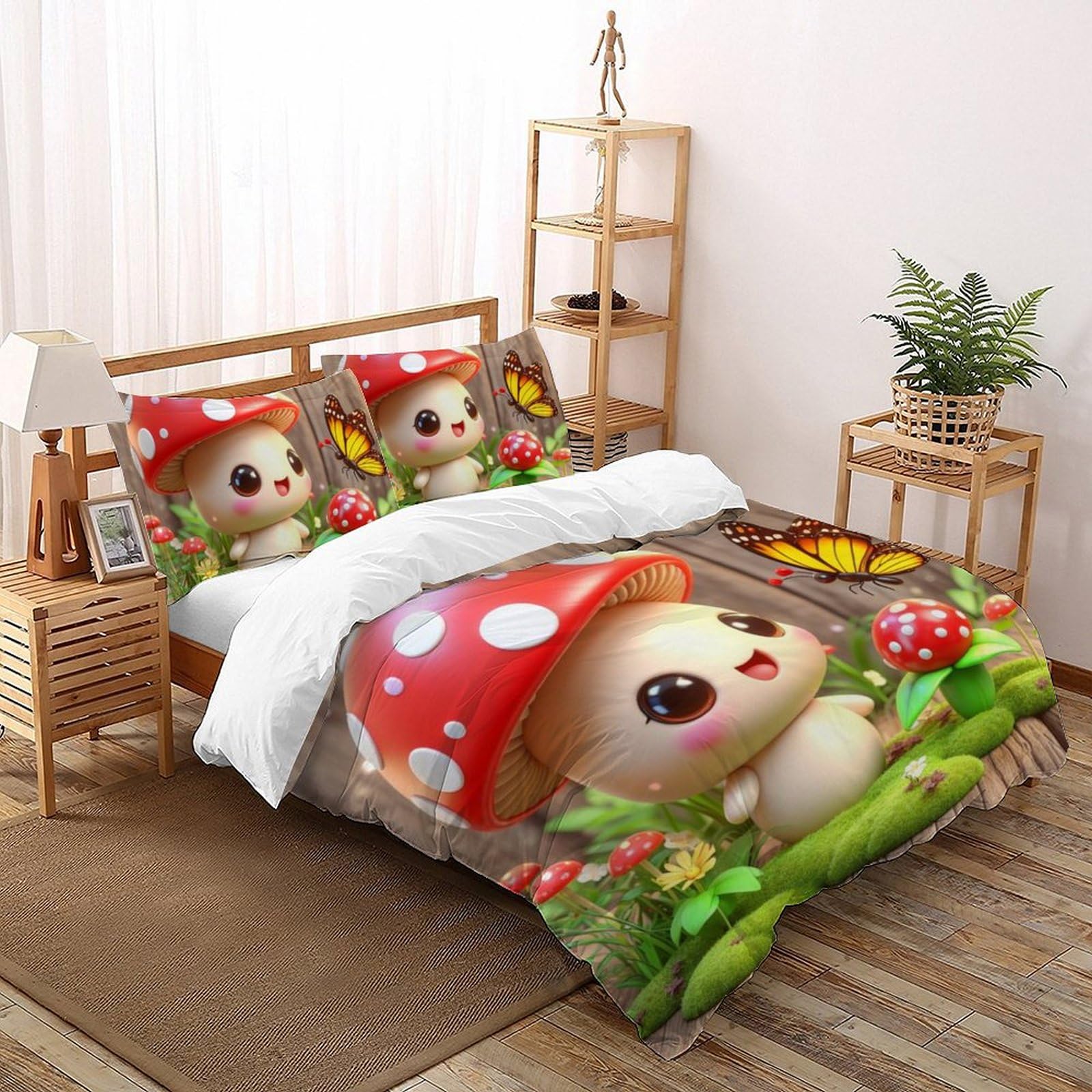 Housse de couette champignon animaux mignons ensemble literie double