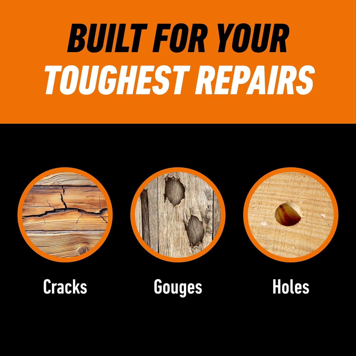 Gorilla All Purpose Wood Filler, Golden Oak Color, 6 Ounce Tube (Pack of 6) - Water Resistant for Indoor or Outdoor Projects and Repairs